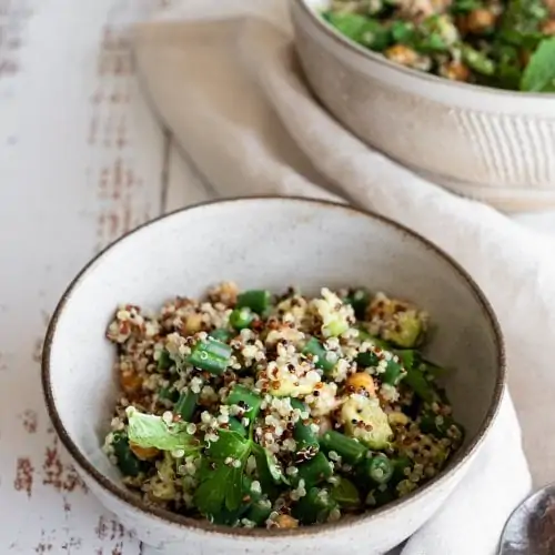 Crispy Chickpea Quinoa and Green Bean Salad plate 45