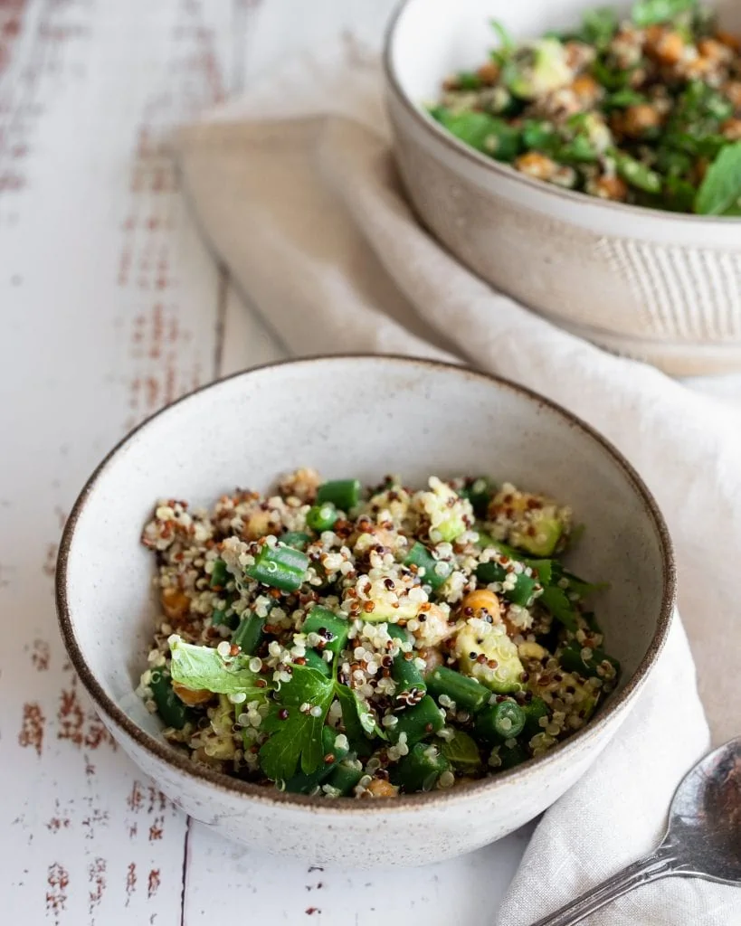 Crispy Chickpea Quinoa and Green Bean Salad plate 45